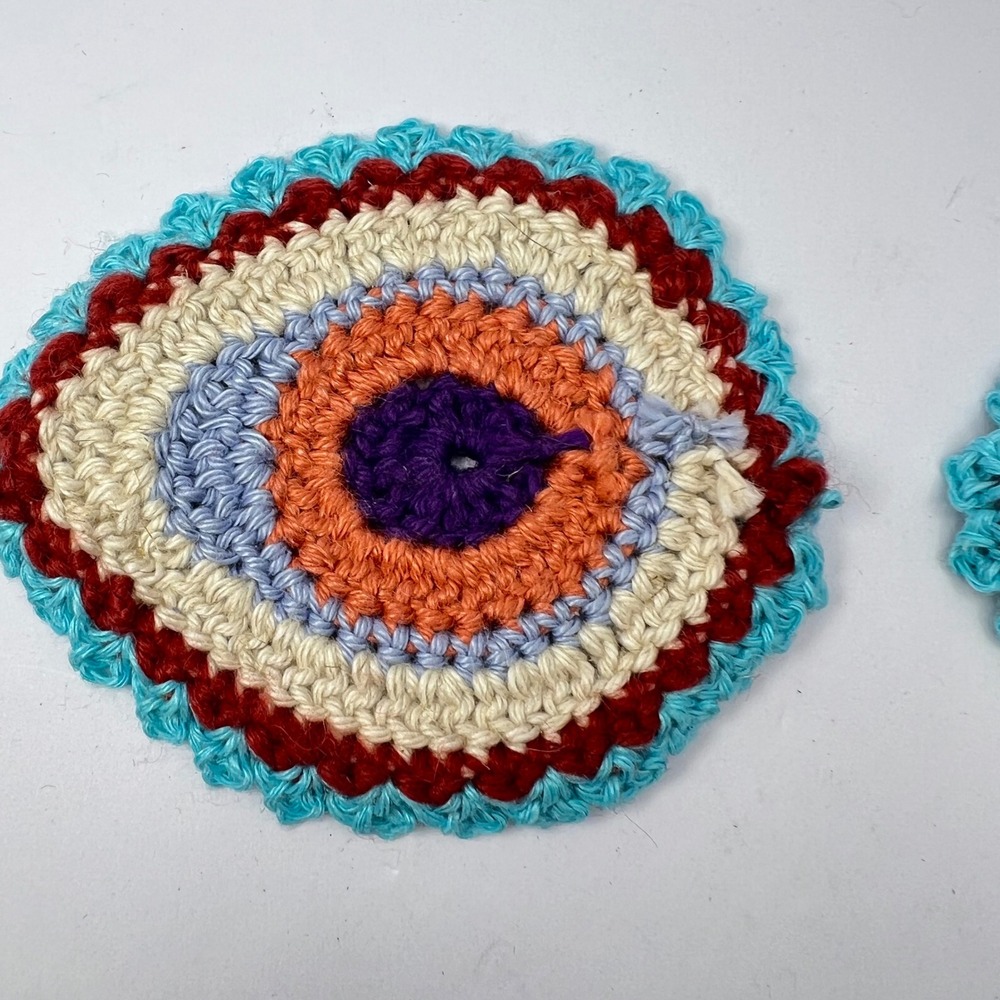 Handmade Crochet Evil Eye Appliques 4" Boho Patches Doilies Witchy Magic Greek - Picture 8 of 10